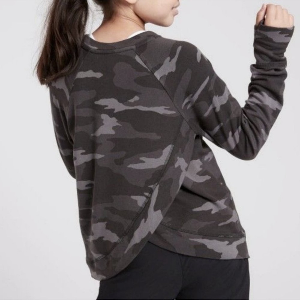 Athleta Girl Cozy Cross Your Fingers Black Camo Sweatshirt